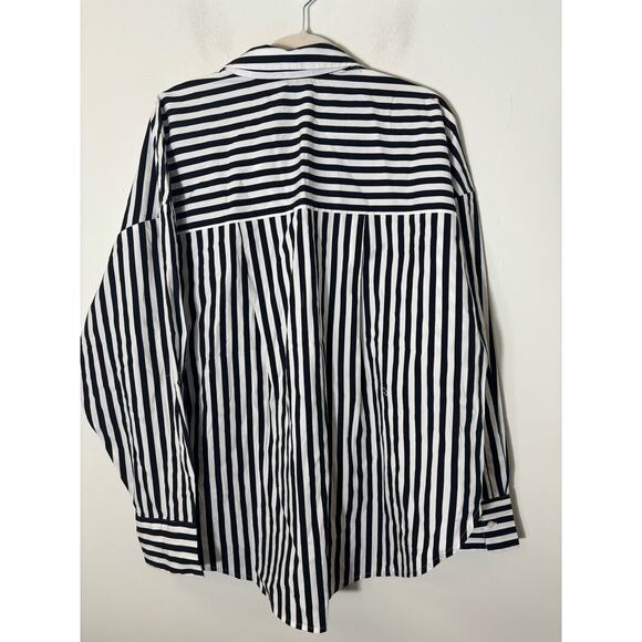 NWT Express Black and White Stripe Boyfriend Shirt Sz XL - Picture 3 of 3
